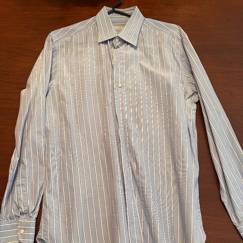 ERMENEGILDO ZEGNA The Formal Shirt long Sleeve blue striped sz 41/16